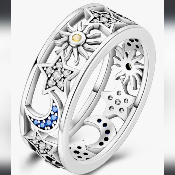Jewelry - 925 Sterling Silver Star and Moon Rings for Women
